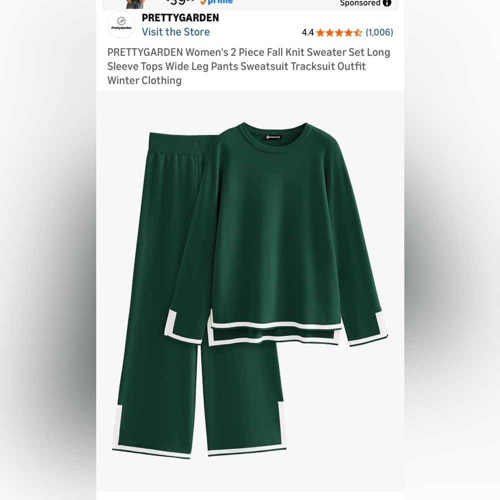 PRETTYGARDEN Women's Green Sweater Set